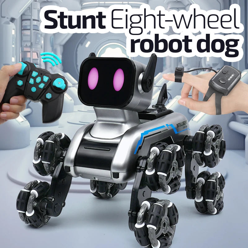 Perro robot futurista doble control